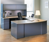 Picture of Mayline Modular CSII U Shape Office Desk Workstation with Closed Overhead Storage