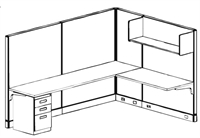 Picture of 6' x 8' Electrified L Shape Office Cubicle Workstation with Overhead Shelf