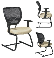 Picture of Office Star 55-7V30 Guest Visitor Side AirGrid Mesh Chair, Upholsered Seat, Sled Base