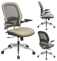 Picture of Office Star 335-L82P91A3 Mid Back Mesh Back Chair with Taupe Leather Seat
