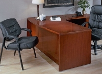 Picture of Office Star Sonoma SONTYP10 L Shape Veneer Office Desk, Bow Top