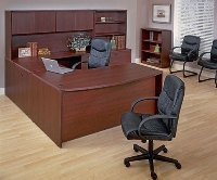 Picture of Office Star Napa NAPTYP13, NAPTYP15, Laminate U Shape Office Desk Workstation with Lateral Bookcase