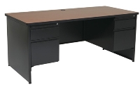 Picture of Office Star MLS6630DP, 30" x 66" Laminate / Metal Double Pedestal Office Teacher Desk