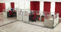 Picture of OFM Rize R1X4-4772-P, Cluster of 4, L Shape 72" Office Desk Cubicle Workstation