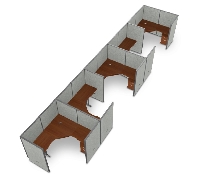 Picture of OFM Rize R1X5-6372-V, Cluster of 5, L Shape 72" Office Desk Cubicle Workstation