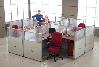 Picture of OFM Rize R2X2-4772-P, Cluster of 4, L Shape 72" Office Desk Cubicle Workstation