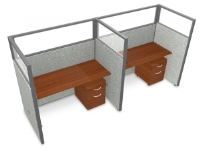 Picture of OFM Rize T1X2-6360-P, Cluster of 2, 60" Telemarketing Office Cubicle Workstation