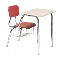 Picture of Scholar Craft 600 630 Series 637, Poly Classroom Combo Desk Chair, Bookbasket