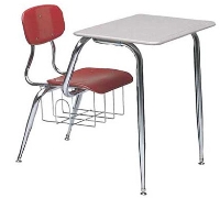 Picture of Scholar Craft 600 650 Series 655, Classroom Combo Desk Chair, Bookbasket, Plastic Top