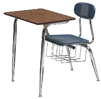 Picture of Scholar Craft 600 680 Series 683, Plastic Classroom Combo Desk Chair, Bookbasket