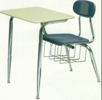 Picture of Scholar Craft 600 680 Series 683, Plastic Classroom Combo Desk Chair, Bookbasket, Plastic Top