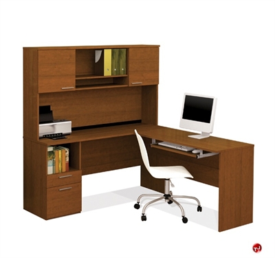 Picture of Bestar Flame 90425, 90425-76, L Shape Laminate Computer Desk Workstation