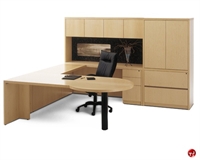 Picture of Venart Veneer Executive Office Desk U Shape Workstation, Lateral File Storage