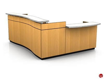 Picture of Contemporary Veneer L Shape Reception Office Desk Workstation
