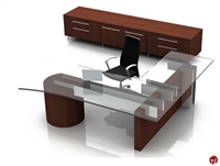 Picture of Contemporary Veneer L Shape Executive Office Desk Workstation, Filing Credenza