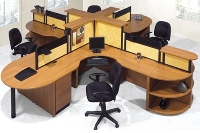 Picture of Laminate 4 Person Desk Cubicle Workstation, Quad Cubicle Cluster