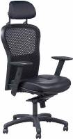 Picture of Mid Back Ergonomic Mesh Office Task Chair, Leather Seat, Headrest