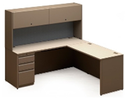 Picture of Maxon MKIT110P, Series 1000 L Shape Steel Office Desk Workstation,Closed Hutch,MKIT128P