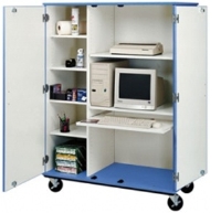 Picture of 67"H Closed Locking Mobile Computer Storage Cabinet 