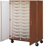 Picture of 67"H Mobile Storage Cabinet, 18 Bins, Racking System
