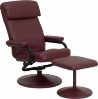 Picture of Burgundy Leather Swivel Recliner with Ottoman, 9856824