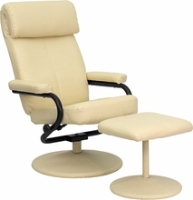Picture of Cream Leather Swivel Recliner with Ottoman, 9856825