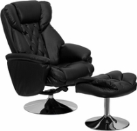 Picture of Black Leather Tufted Swivel Recliner with Ottoman, Headrest, 9856834