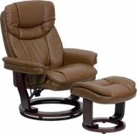 Picture of Camel Leather Swivel Glider Recliner with Ottoman, 9856838