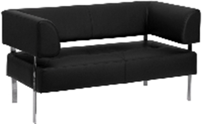 Picture of Black Leather Contemporary Reception Lounge Two Seat Loveseat Sofa, 9856847