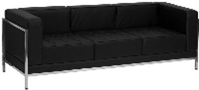 Picture of Black Leather Contemporary Reception Lounge Three Seat Sofa, 9856851