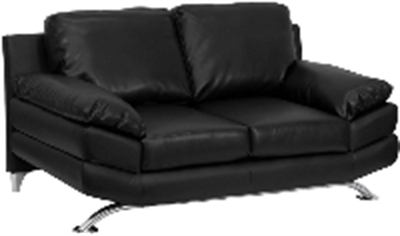 Picture of Black Leather Reception Plush Two Seat Loveseat Sofa, 9856853