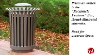 Picture of Outdoor SE-36 Slat Hammered, 36 Gallon Steel Trash Receptacle with Plastic Liner