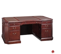 Picture of 13132 Traditional Veneer Executive Office Desk Workstation, Leather Inlay