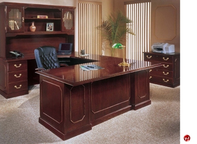 Picture of DMI Governors 7350 Traditional Laminate U Shape Desk Workstation, Overhead Storage with Lateral File