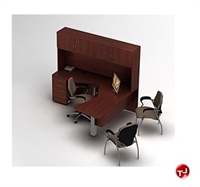 Picture of Global Zira Series Laminate Contemporary L Shape Office Desk Workstation, Overhead Storage