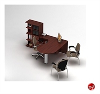 Picture of Global Zira Series Laminate Contemporary L Shape Office Desk with Bookcase