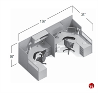 Picture of Global e0+ Modular Two Person Cubicle Cluster Workstation