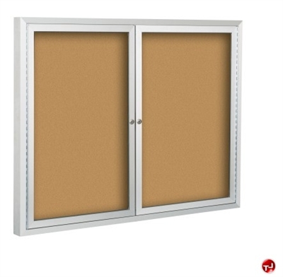 Picture of 2 Hinged Door Bulletin Board Cabinet, 4' x 5'