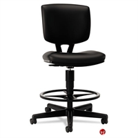 Picture of PAZ Black Leather Armless Swivel Stool Chair, Footring