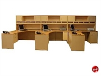 Picture of Peblo 3 Person L Shaped Office Desk Worksation, Overhead Storage