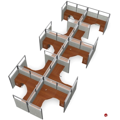 Picture of 10 Person L Shape Office Desk Cubicle Cluster Workstation