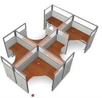 Picture of 6 Person L Shape Office Desk Cubicle Cluster Workstation
