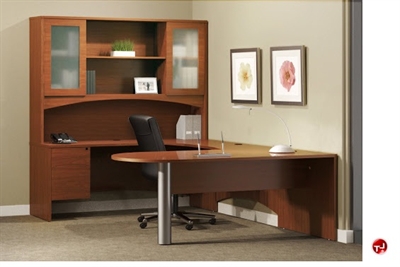 Picture of 72" Laminate D Top Bullet U Shape Office Desk Workstation,Oveheard Storage