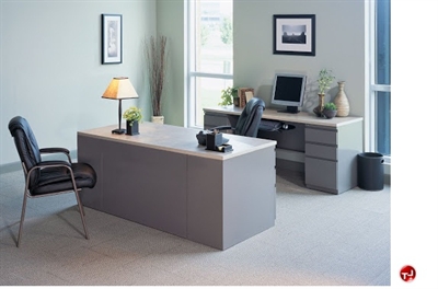 Picture of 72" Steel Office Desk Workstation, Kneespace Credenza