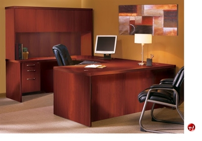 Picture of 72" U Shape Laminate Office Desk Workstation, Overhead Storage