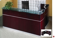 Picture of Contemporary Veneer L Shape Reception Desk Workstation,Glass Transaction Counter