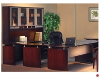 Picture of Contemporary Veneer U Shape Office Desk Workstation, Overhead Storage