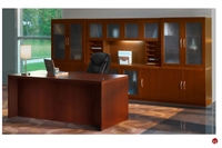 Picture of Executive Office Desk Workstation,Glass Door Storage Credenza