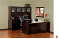 Picture of Veneer 72" U Shape Bowfront Office Desk, Overhead Storage