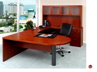 Picture of Veneer 72" U Shape D Top Office Desk Workstation, Glass Door Overhead